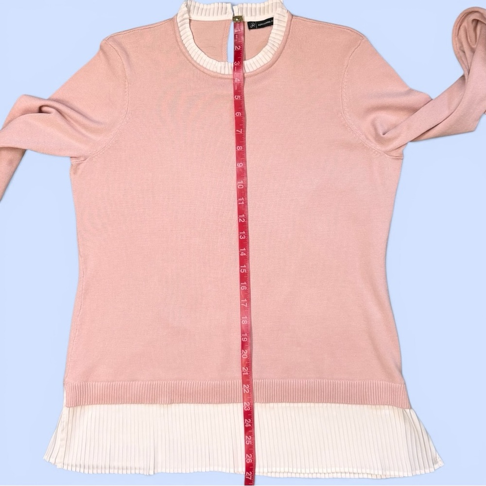 Adrianna Papell Twofer Sweater Top Pleated Trim Pink White - Picture 10 of 13